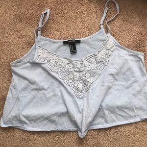 Light blue crop top with lace